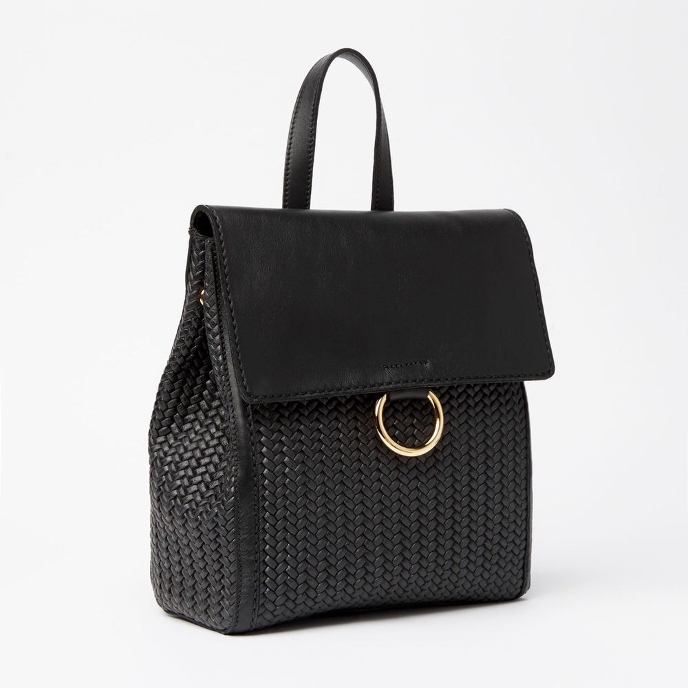 BNWOT - Black Bardo Pack Box Woven Leather Backpack - Roots
